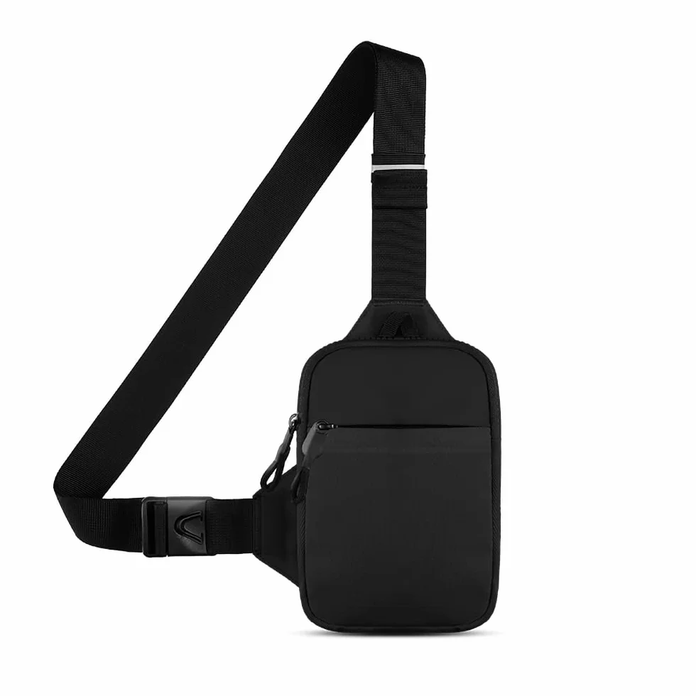 Simptech Bolso Bandolera Hombre, Bolsa de Pecho Cintura Riñonera Bolso Cruzado con Doble Bolsillo, Resistente al Agua y sin Manos