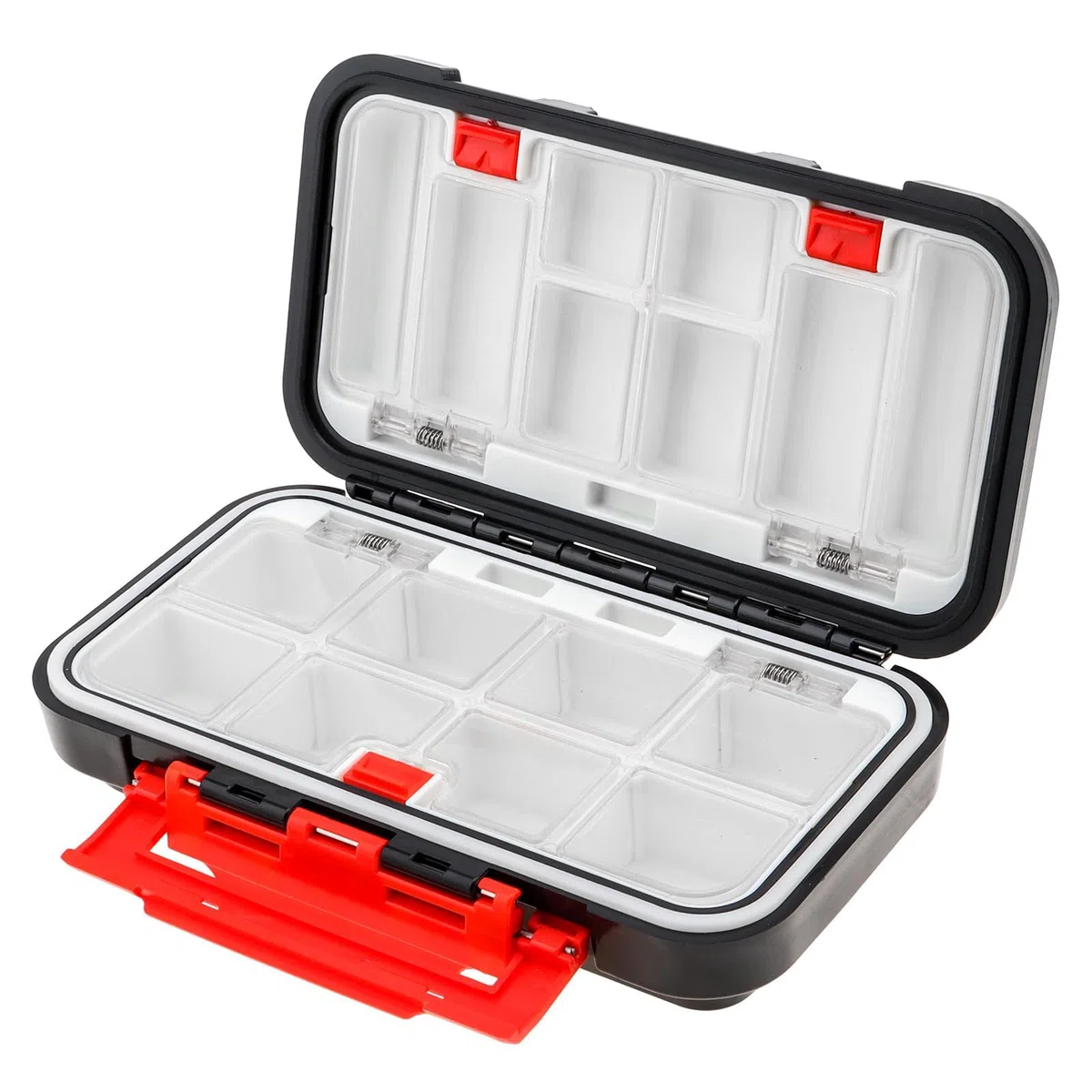 Caja de Almacenamiento de Aparejos de Pesca, Doble Cara 16 Compartimentos (Negro)