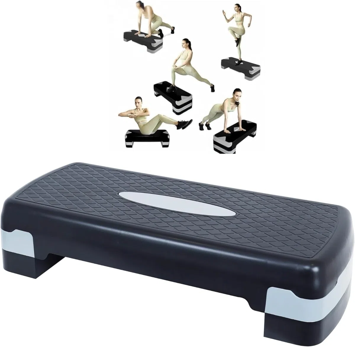 Plataforma Step Fitness Ajustable con 2 Niveles | Steps Aerobic Antideslizante para Ejercicio en Casa y Gimnasio | Banco Step Fitnes para Cardio, Perder Grasa y Entrenamiento en Casa
