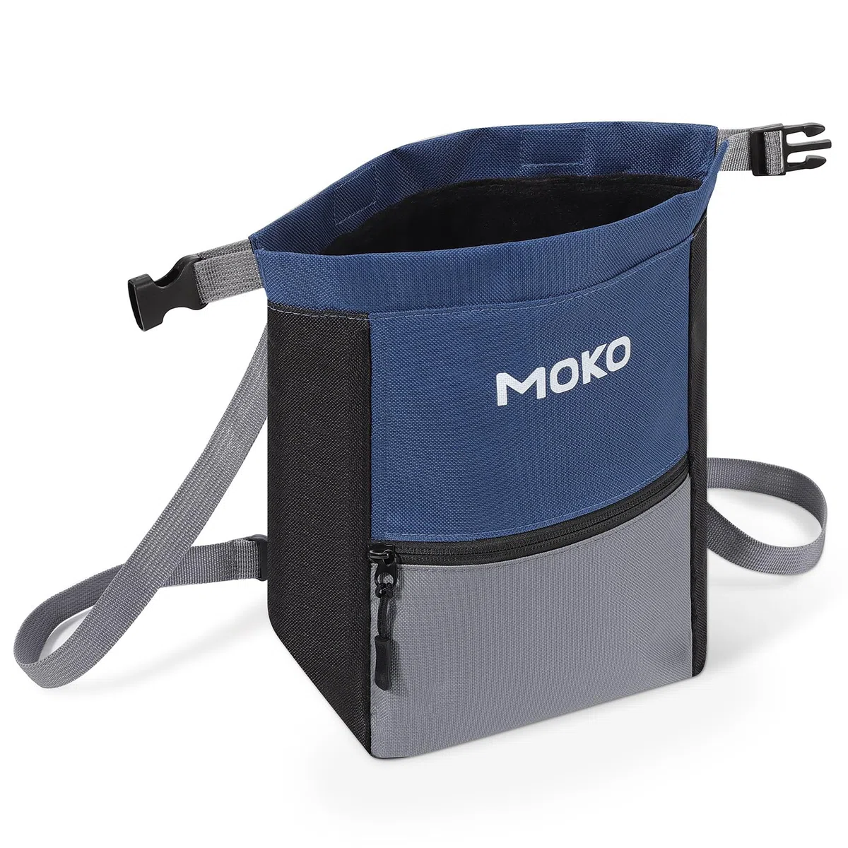 MoKo Bolsa de Magnesio para Escalada en Roca, Bolsa de Magnesio con Cierre Magnético y Bolsillo con Cremallera, Cubo de Magnesio para Levantamiento de Pesas, Búlder, Gimnasia, Fitness