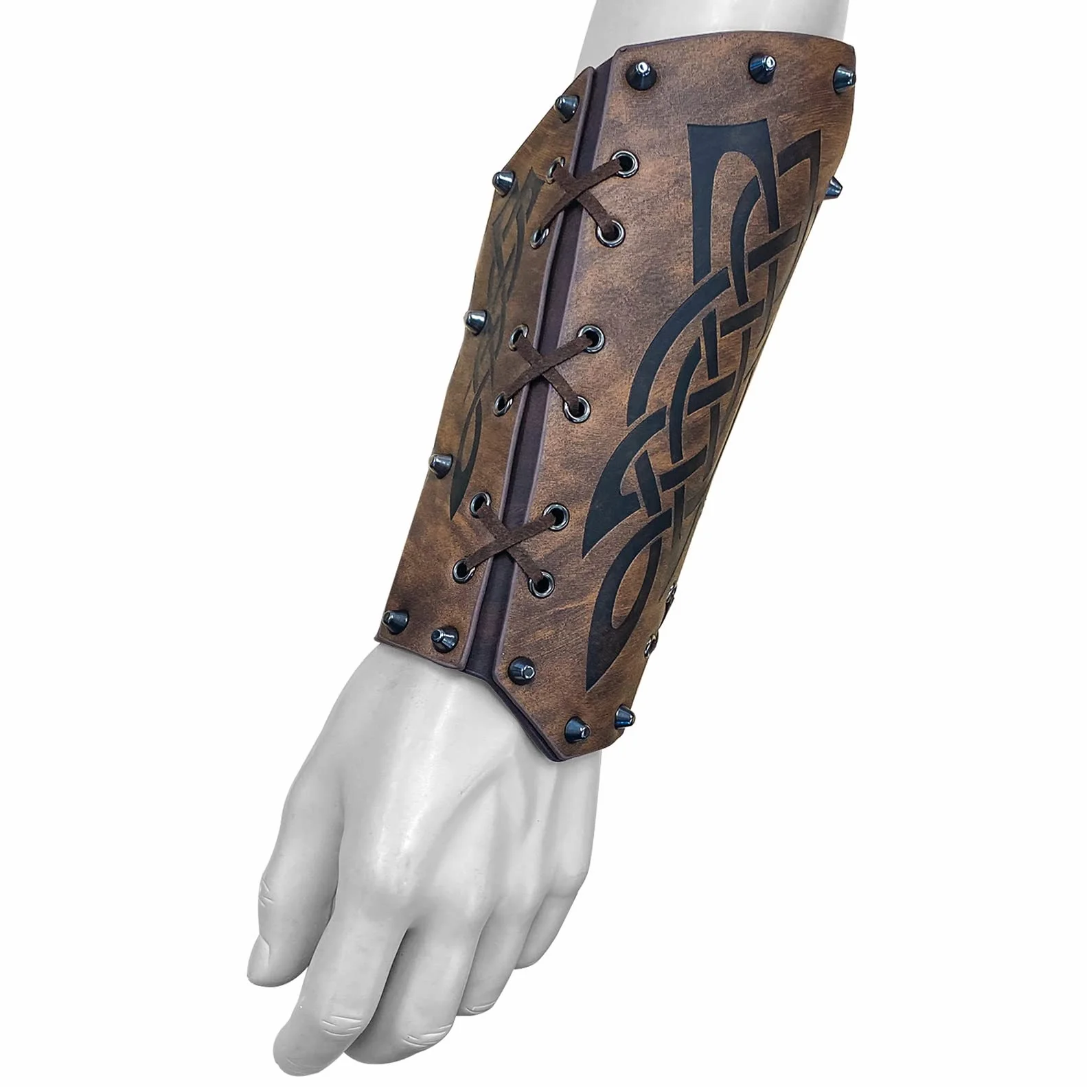 2 piezas de cuero protectores de brazo vikingo guantelete pulsera Caballero Medieval tiro con arco brazales ajustable LARP Cosplay brazalete para hombres