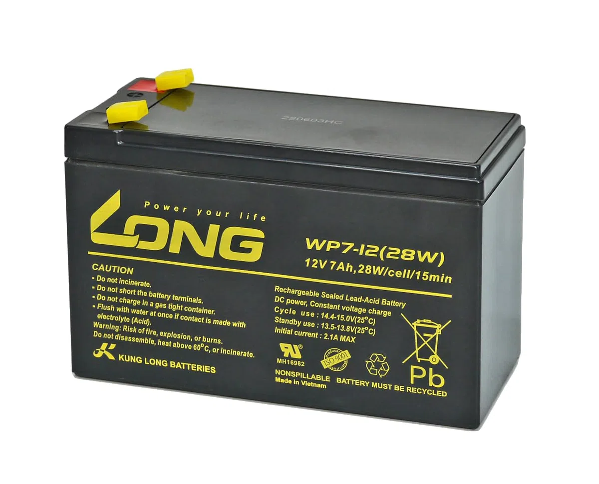 Kung Long WP7-12 - Batería de plomo (28 W, conexión Faston de 6,3 mm, 12 V/7 Ah)