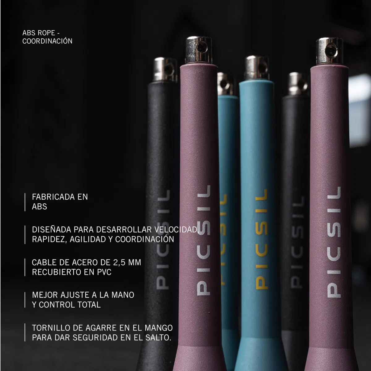 PICSIL ABS – Comba de Alta Velocidad para Saltos Dobles. Cuerda de Salto Ajustable con Rodamiento Doble y Mango Ergonómico Ligero para Entrenamiento de Intensidad y Fitness