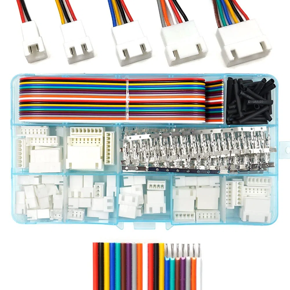 XH - Kit de conectores de 2,54 mm y cables de cinta compatible con conector JST-XH 2/3/4/5/6/7/8 carcasa de pin macho