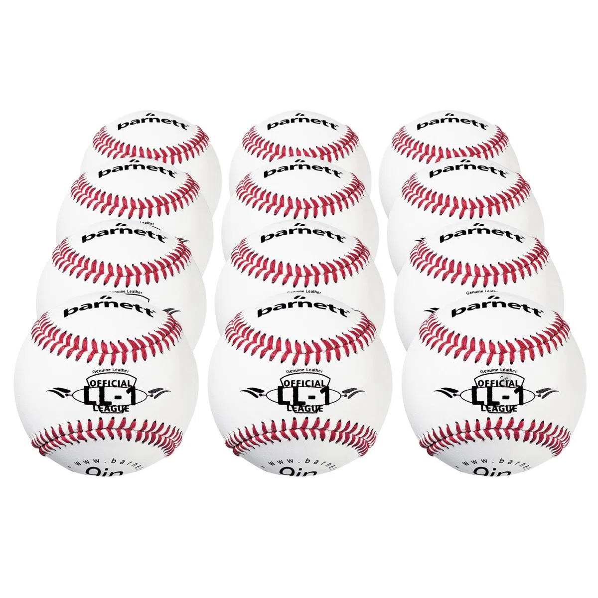 BARNETT LL-1 - Pelota de béisbol para competición/Entrenamiento, 9", Color Blanco
