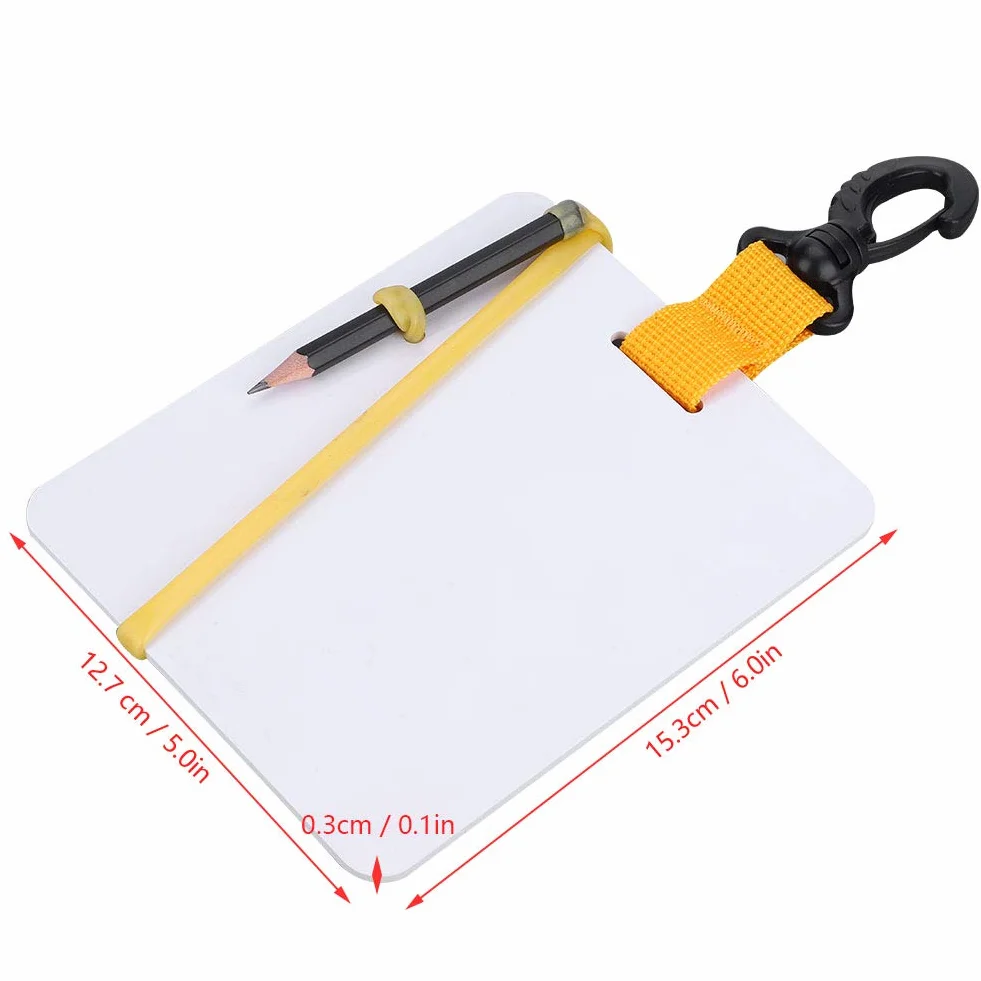 Pizarra de Escritura subacuática, pizarras de Buceo con Clip de lápiz de Grafito y Placa de Escritura a Mano, portátil reemplazable para bucear, bucear, Pescar, Nadar, Agua