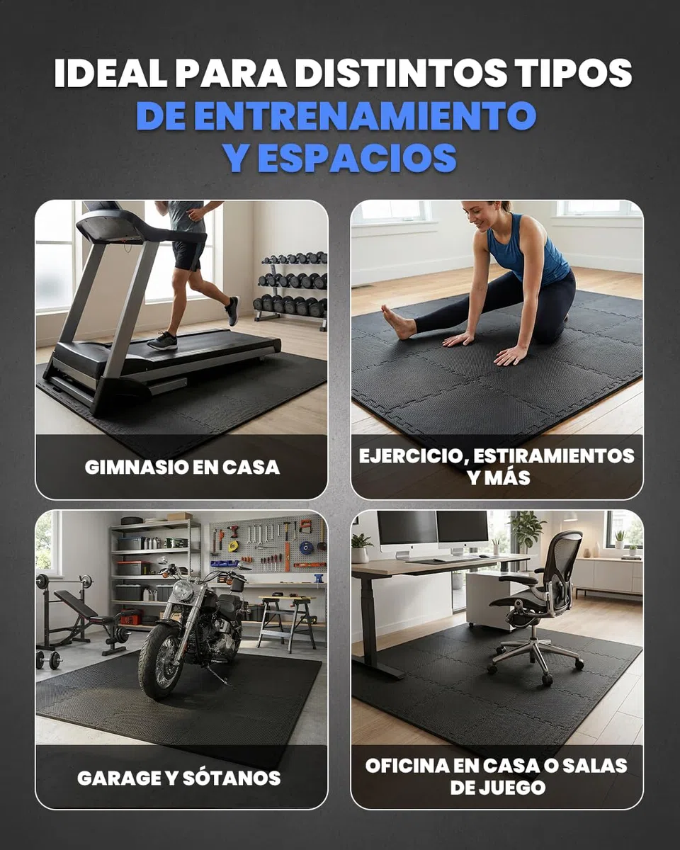 unycos - Esterilla Fitness Puzzle para Suelo de Gimnasio【30x30x1 cm】 Set de Protección de Espuma EVA, 20 Piezas, Alfombra Expandible, Tatami para Pisos | Impermeable, No Tóxica (Negro I 1,80 m²)