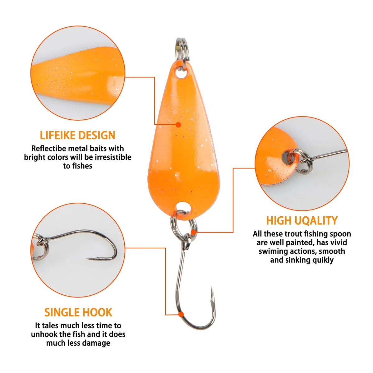 Juego de 43 cucharas de pesca spinner señuelos para perca lucio trucha kit de cebo de pesca con caja, señuelo metálico