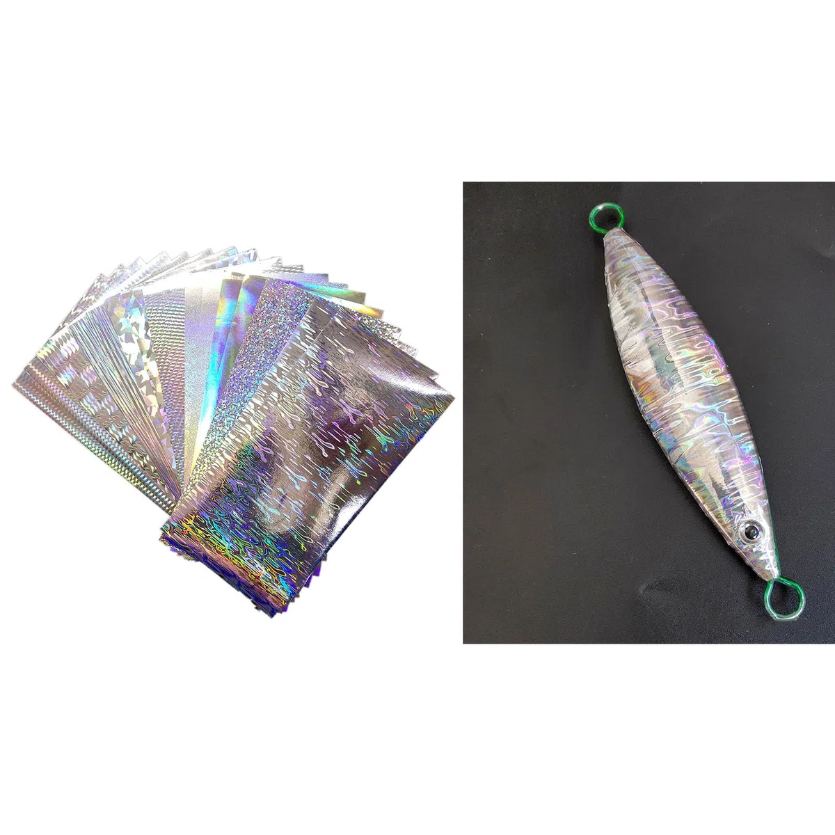 Calcomanías de pesca, 18 calcomanías reflectantes de escamas de peces, película adhesiva holográfica, cinta de señuelo intermitente, cebos duros, calcomanías para señuelos