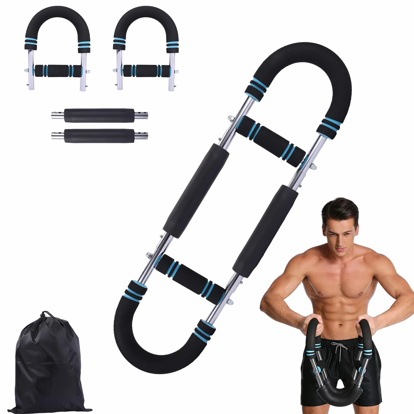Twister de Brazos en Forma, Ejercitador de Musculación y Pecho Ajustable (30-50 kg), Desmontable y Portátil para Uso en Cualquier Lugar, Ideal para Residencia Estudiantil y Viajes