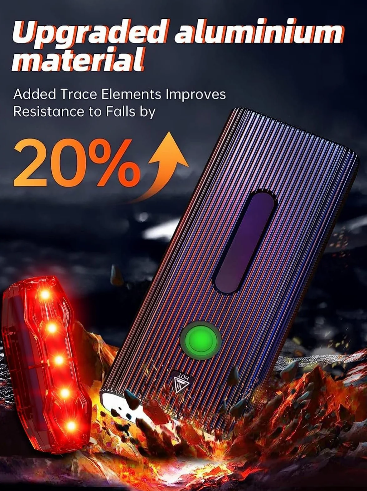 IPSXP Luz Bicicleta, Más de 14 Horas de Batería, Luz Delantera Bicicleta y Trasera IPX6 Impermeable, Luces Bici Batería de 5200 mAh, Linterna Bicicleta Led Alta Potencia Recargable por USB, 5 Modos