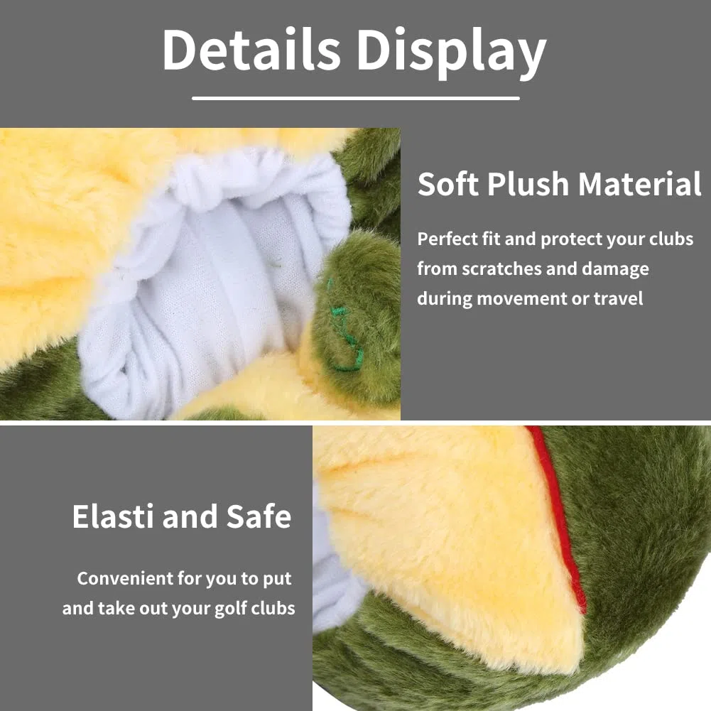 Funda para cabeza de palo de golf de felpa, diseño de personaje de rana con forro de agua que protege los híbridos de madera del conductor, funda de felpa suave para hombres y mujeres, golfistas como