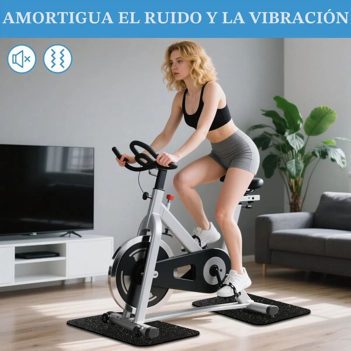 Erzekrim Alfombrilla protectora para el suelo para equipos de deporte y fitness 28 x 70 cm 2 piezas Alfombrilla protectora para el suelo con amortiguación de impactos para fitness 6 mm de grosor