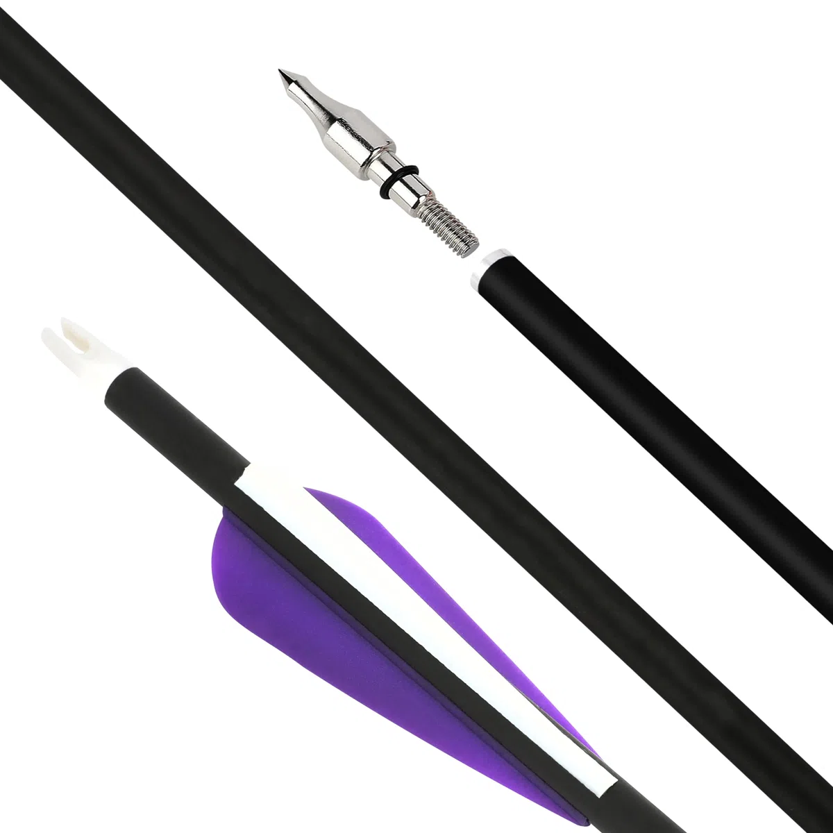 Flecha híbrida de Carbono 31.6 Pulgadas Flechas de Caza Flechas de práctica de Tiro Spine 500 con Tres Pluma de Caucho para Arco recurvo y Arco Compuesto