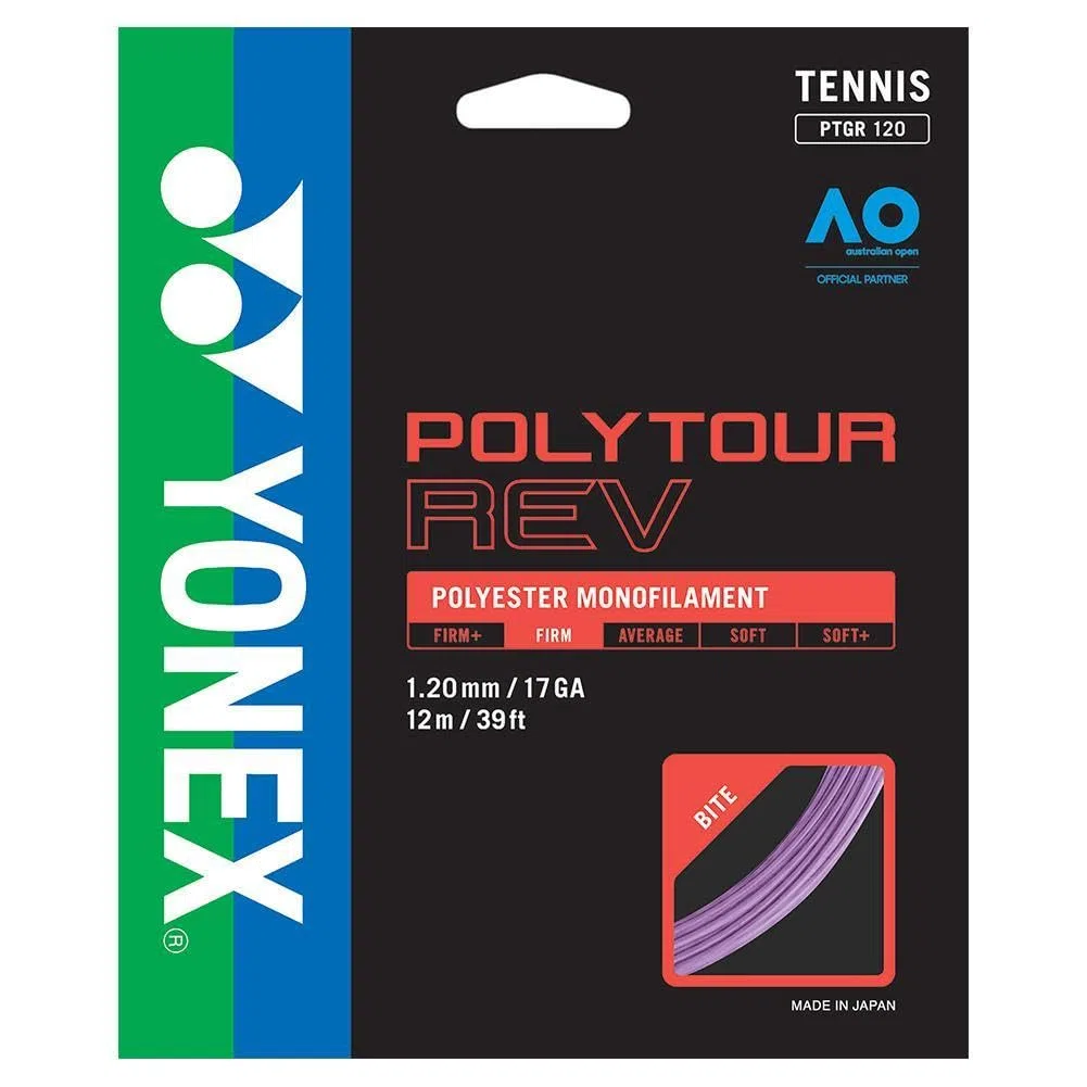 YONEX Poly Tour Rev Purple Tenis Sets Individuales 12M Monofilamento Lila