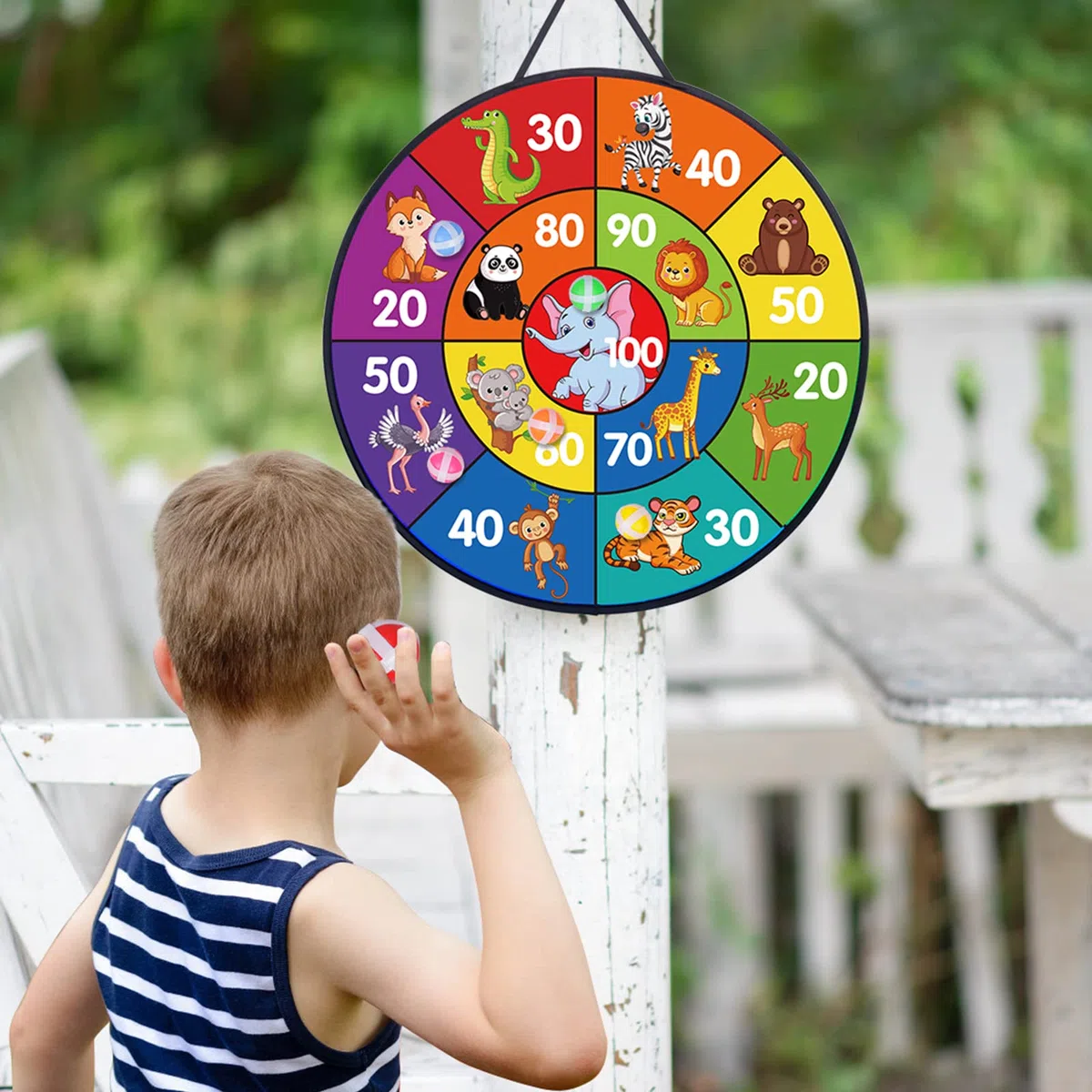 LAMEK Tablero de Dardos para Niños 66 cm Dardo de Juguete Plegable de Doble Cara Diana Infantil de Fieltro con 6 Bolas Adhesivas 6 Dardos Interior Exterior Tela de La Dart Tablero para Niños Niñas