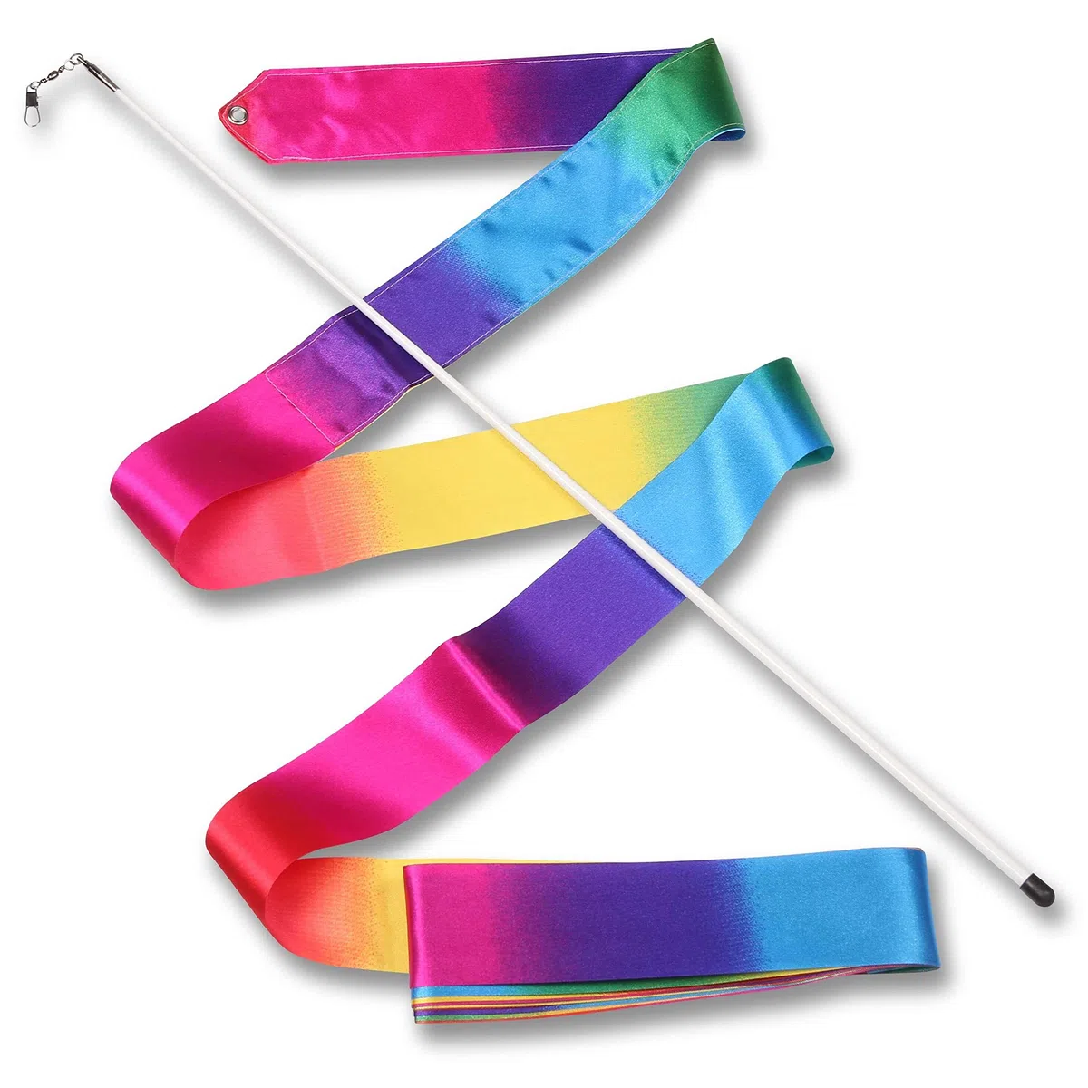 DRUNA Cinta de Gimnasia Rítmica, Cinta para Entrenamiento, Baile, Baile Artístico, Danza, con Varilla 56 cm Indigo Arco Iris