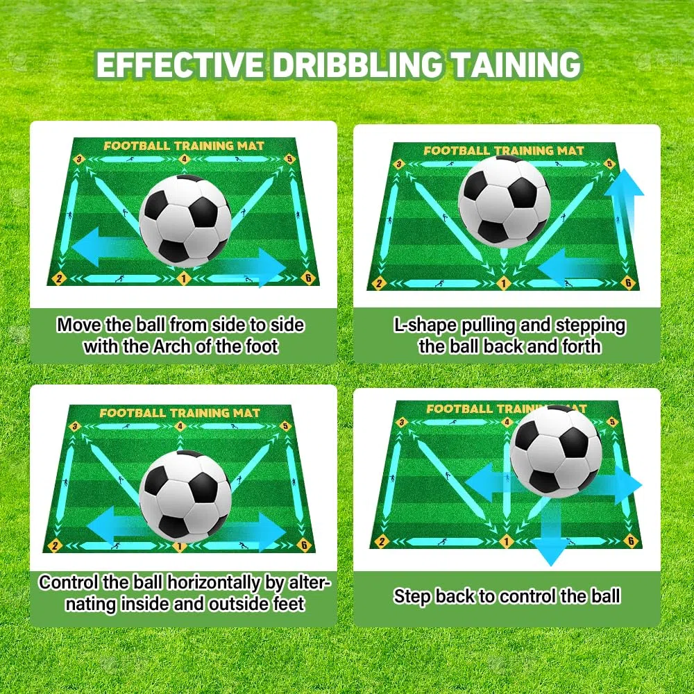 Tapete de Entrenamiento para Pasos de Fútbol 60 x 90 cm, Alfombra Silenciosa para Entrenamiento