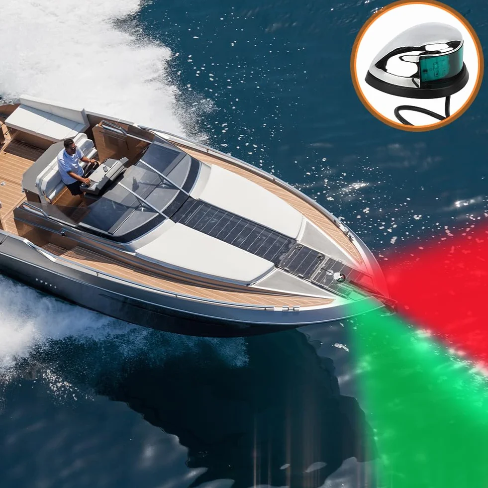 Luces de Navegación LED IP66 Rojo y Verde 12V para Barco | Luces de Seguridad Marítima con Poder de Penetración Fuerte para Instalación en Kayak, Yate, Pontón y Todo Tipo de Barco