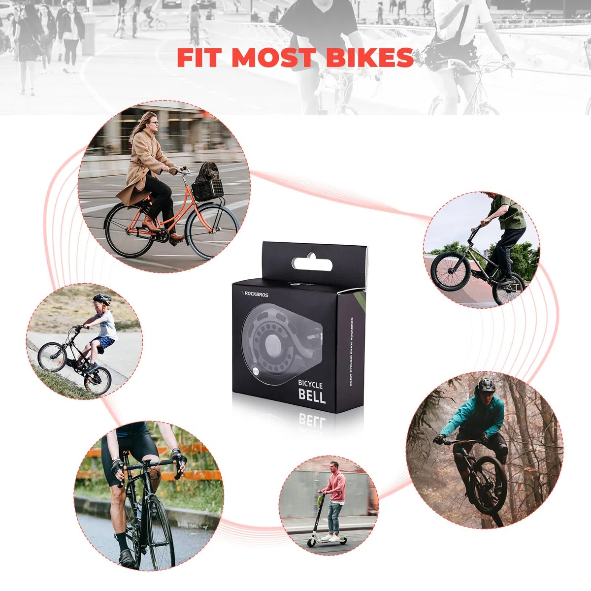 ROCKBROS Timbre Bicicleta, Mini Timbre de Aluminio para MTB Bicicleta Carretera Niño Infantil Patinete, Compatible Manillar de 31.8/25.4/22.2mm, Accesorio Ciclismo