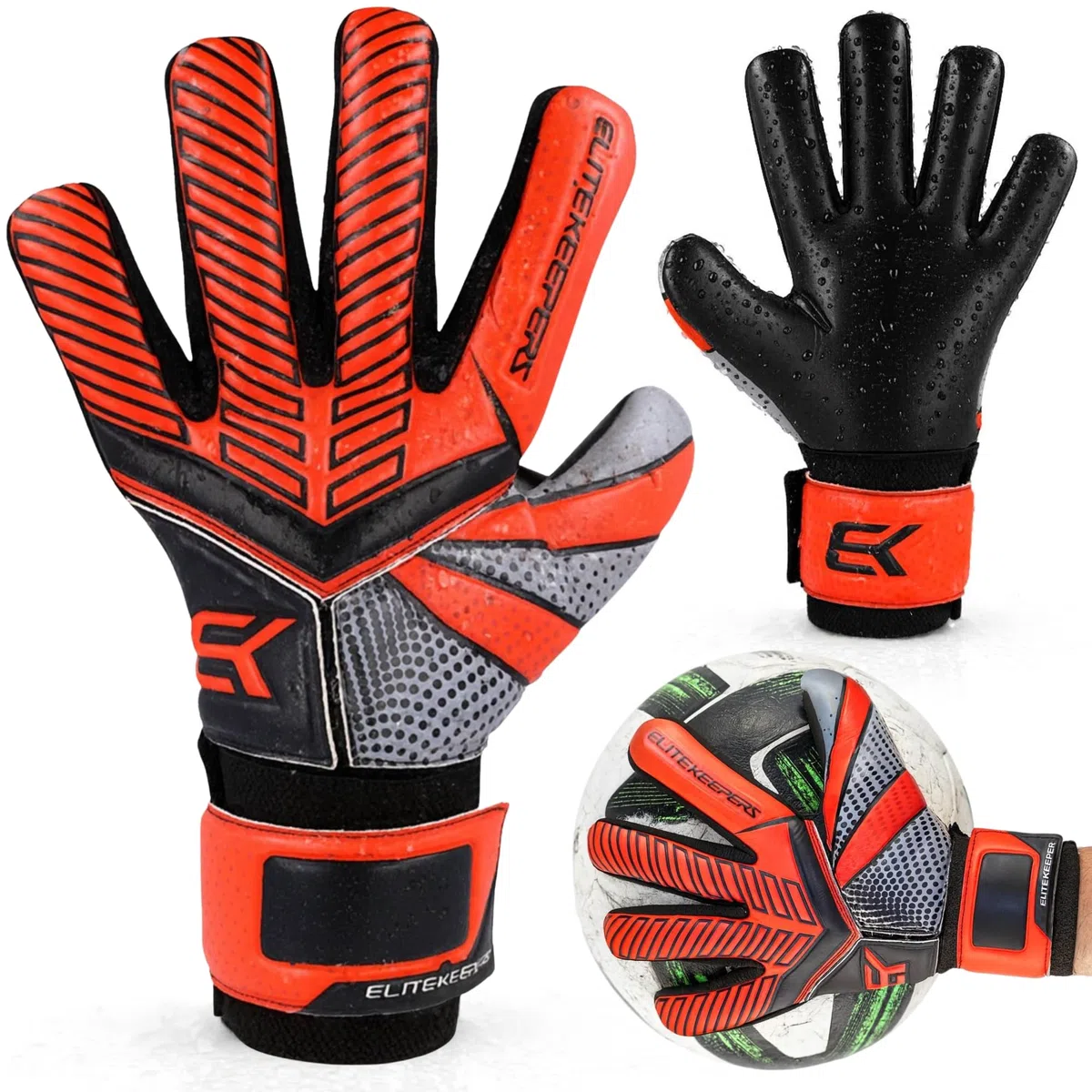 Guantes de Portero EK Basic Fury Niño – Guantes Fútbol con Palma Látex 3+3mm, Protecciones Dedos, Transpirables y Cómodos – para Entrenamiento y Partido