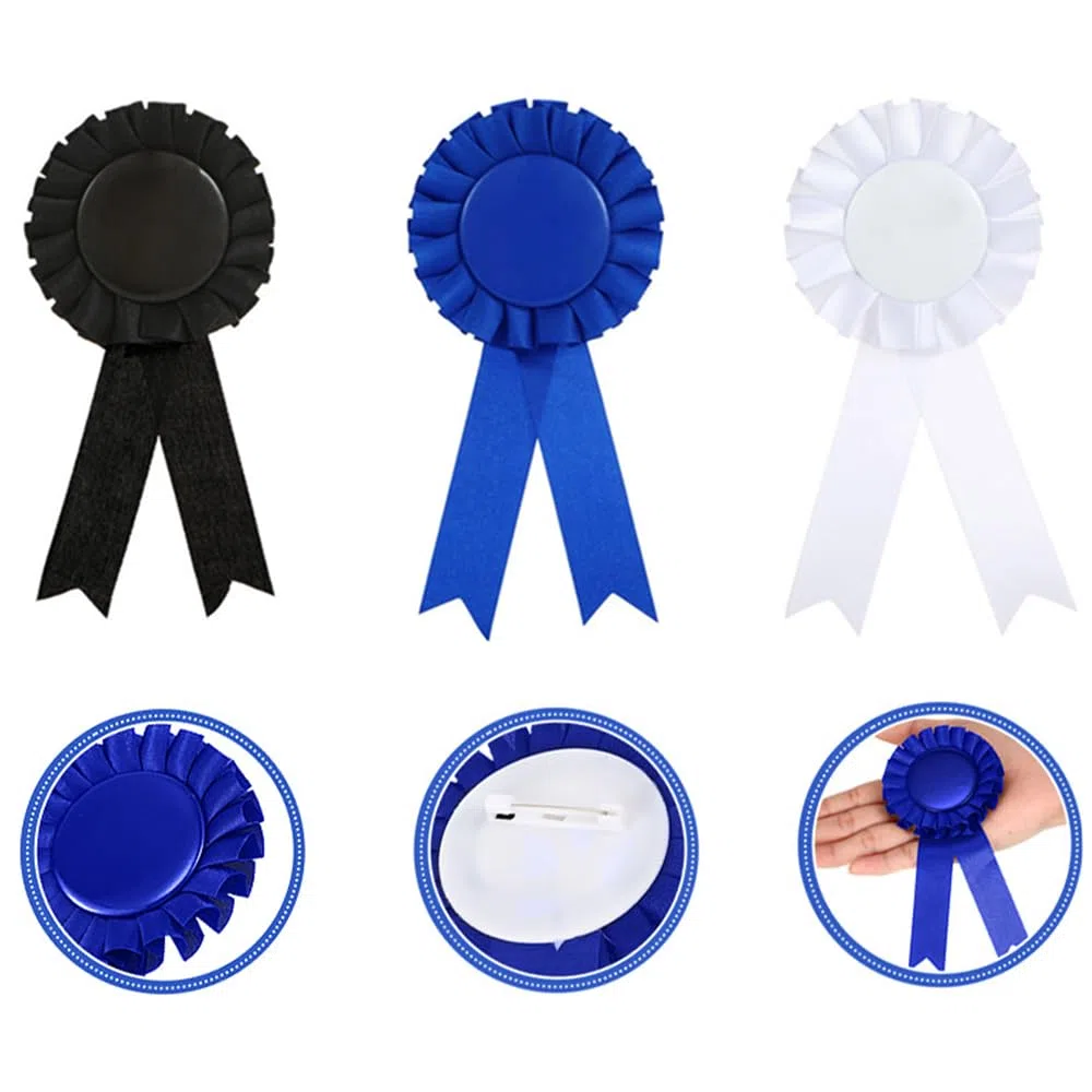 SagaSave 12 cintas de premio en blanco, 12 cintas de premio en blanco para ganador del primer lugar, cintas de medalla para cumpleaños, fiestas, competiciones deportivas, escuela (azul)