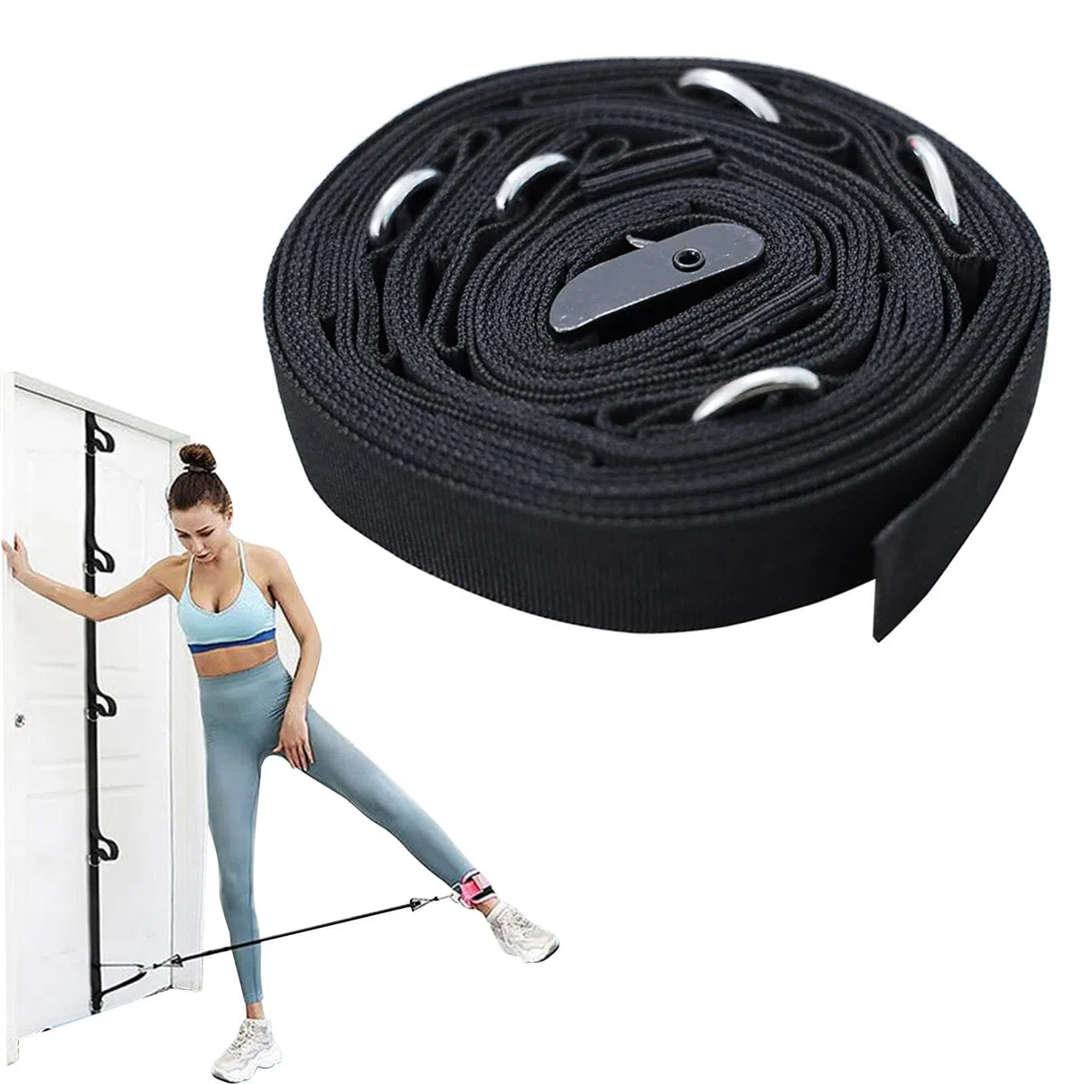 Correa de Anclaje de Puerta para Bandas de Resistencia, Correa de Anclaje para Puerta con Anclaje Múltiple, Equipo de Ejercicio Portátil, Accesorios de Fitness para el Hogar