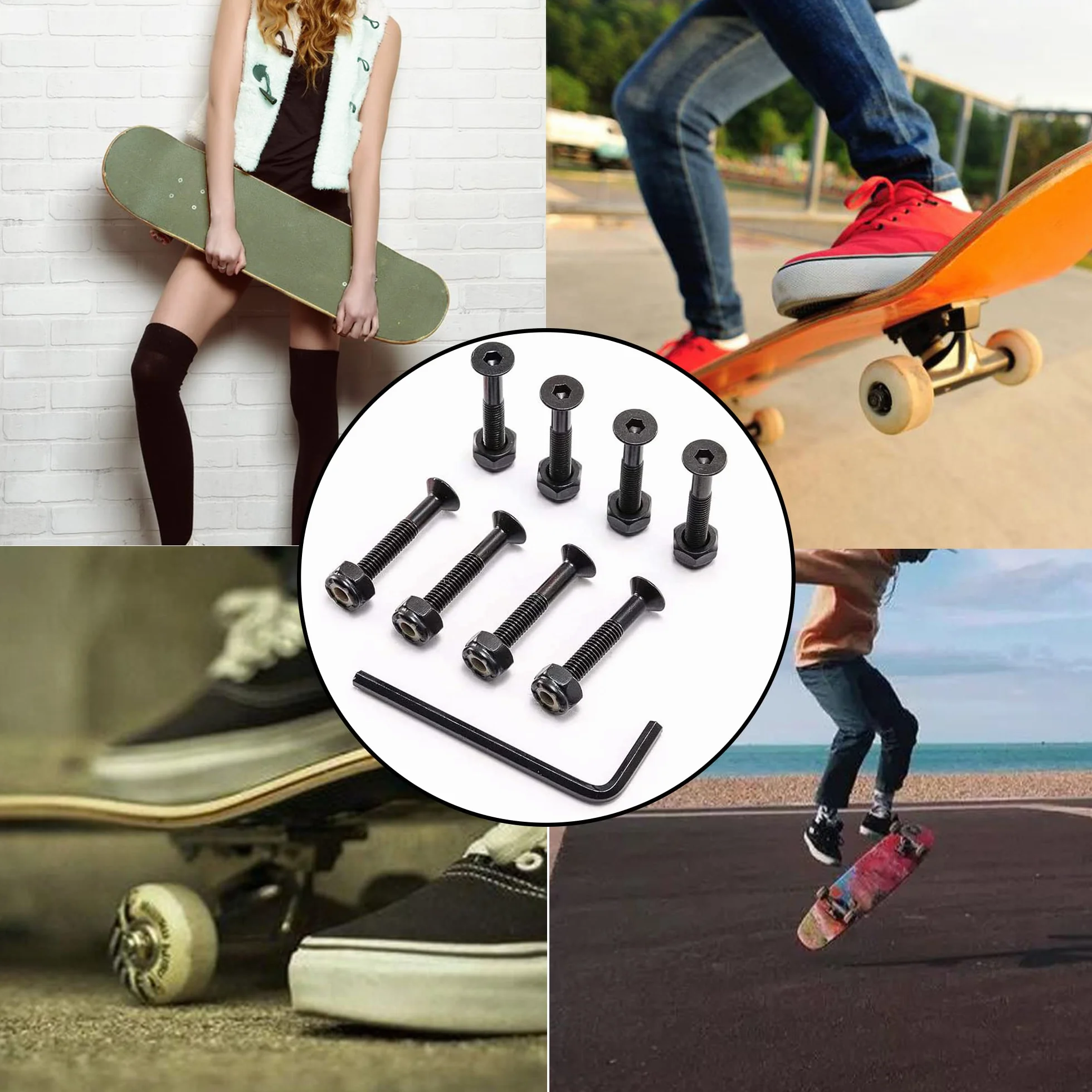 Tornillos para Patineta Longboard Hardware De Skateboard Tornillos De ReparacióN De MonopatíN Juego De Tuercas De Tornillo Longboard para Patineta Tornillos Skate, 50mm, para Reparar Patinetas
