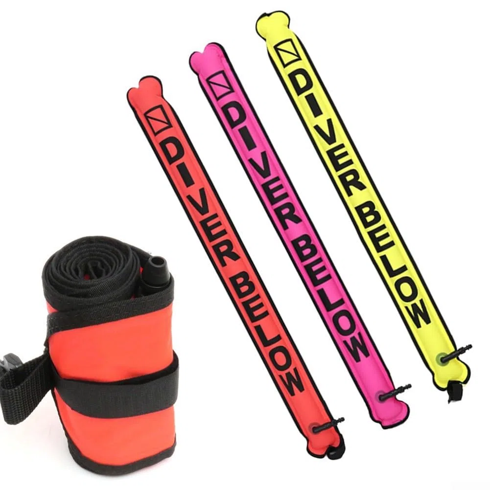 Buceo SMB Marker Boya, Tubo de señal inflable para marcador de seguridad subacuática, bandera de buceo, nailon naranja (rosa)