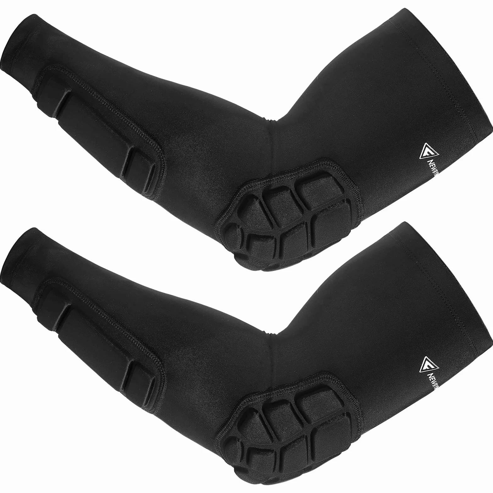 Newbyinn Codera Manguitos codo y antebrazo con acolchado, 2 Piezas, para voleibol, fútbol, baloncesto, futbol americano, balonmano, negro