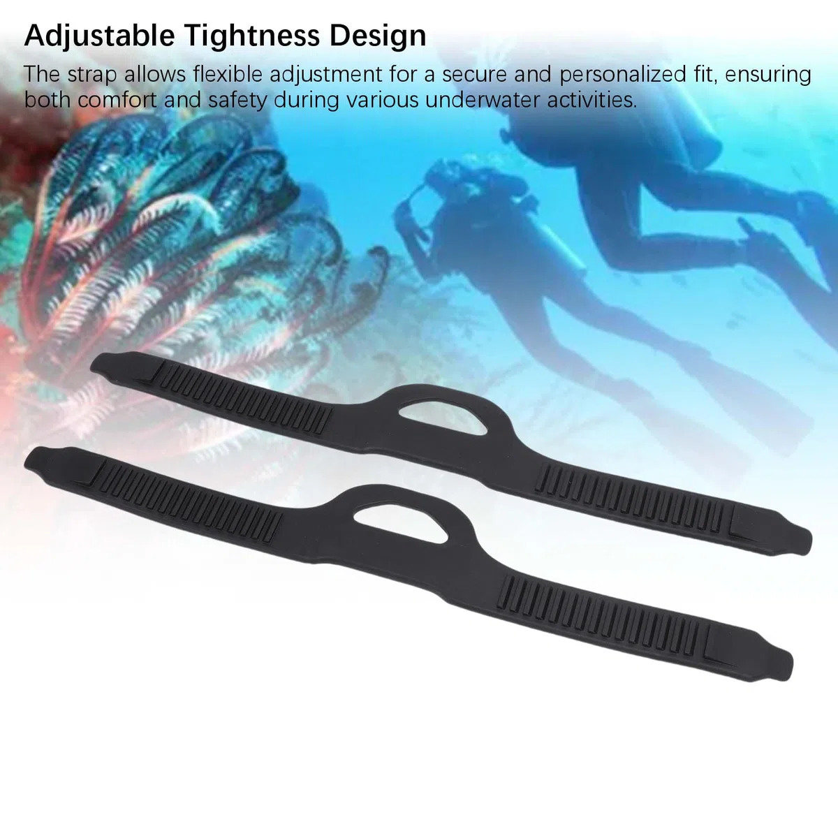 Sxhlseller Correas de aleta de repuesto, correa ajustable de TPR para buceo, para natación, esnórquel, buceo, compatible con la mayoría de aletas de buceo, paquete de 2
