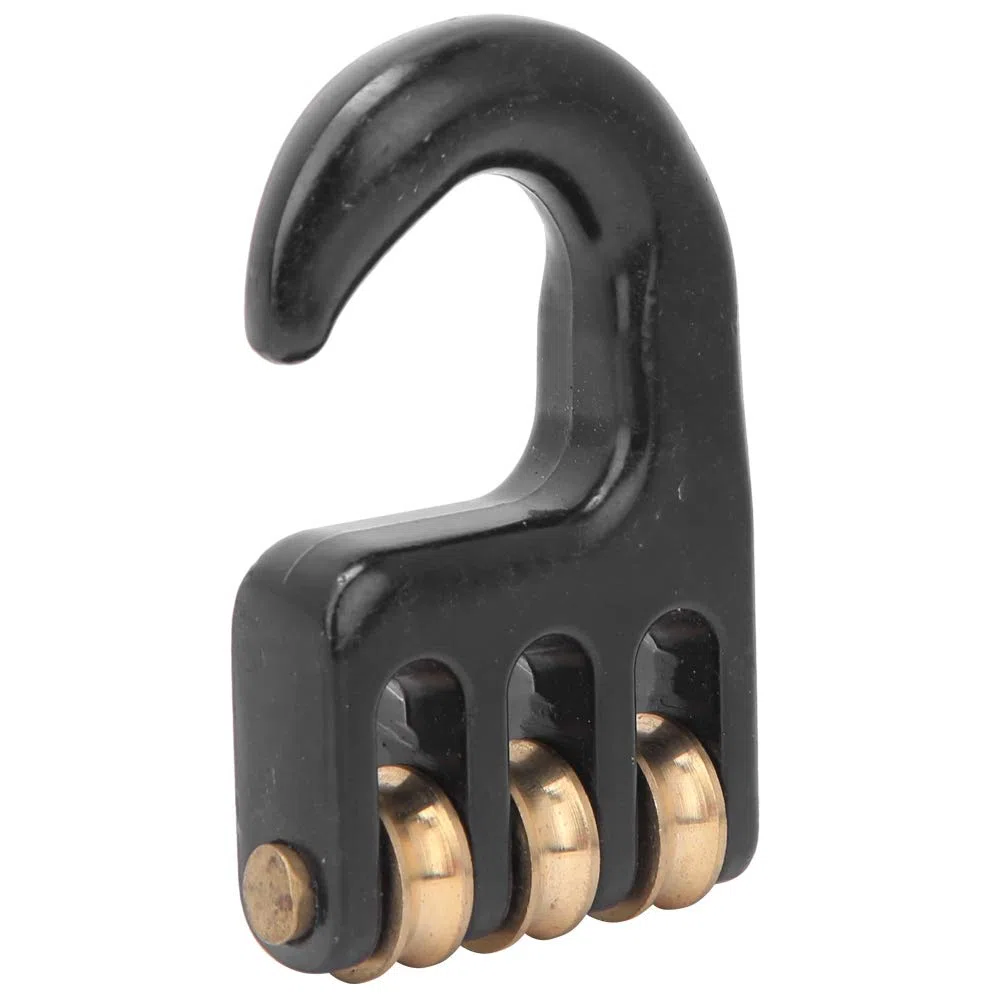 Keenso Polea de Aparejo de Windsurf, aleación de Aluminio, Negro, Gancho de polea de Aparejo de Windsurf Universal, 3 Ruedas de Rodillo, Hardware de Windsurf Barcos de Remo