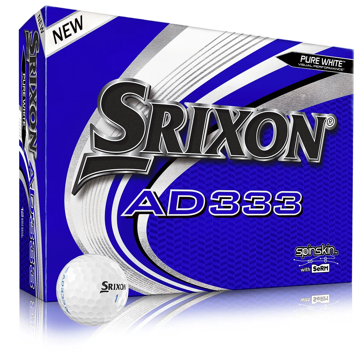 Srixon Ad333-9 Balls (One Dozen) Bolas de Golf AD 333 Amarillas, Hombre