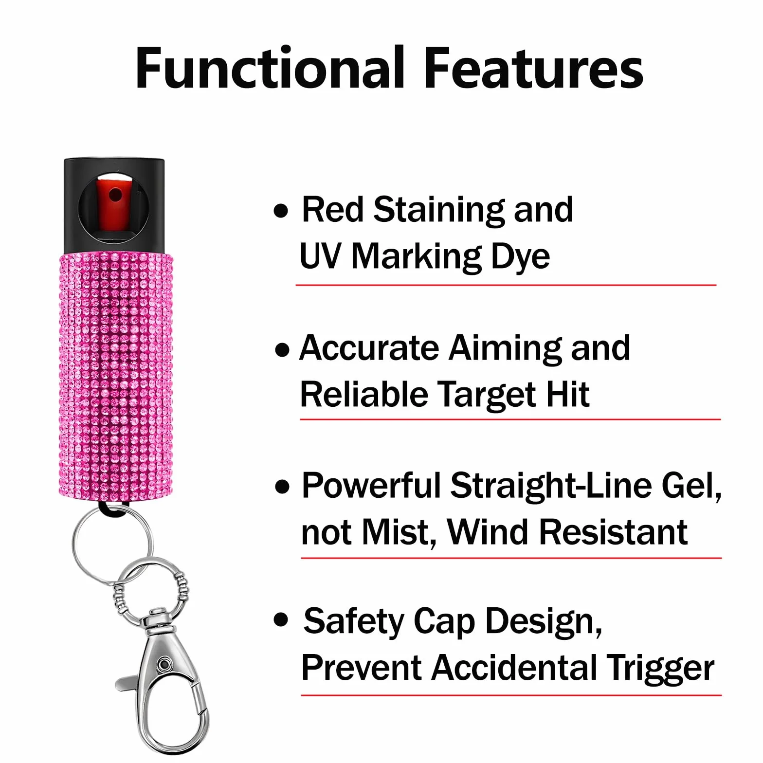 Gel Spray Personal para Mujer, Marcador Rojo y UV 48H, Strass, Chorro Lineal 3-4M, 20ml 20 Pulverizaciones o 10s Continuos, Regalo Cumpleaños Estudiante Campus Deporte Senderismo Parque, Legal España
