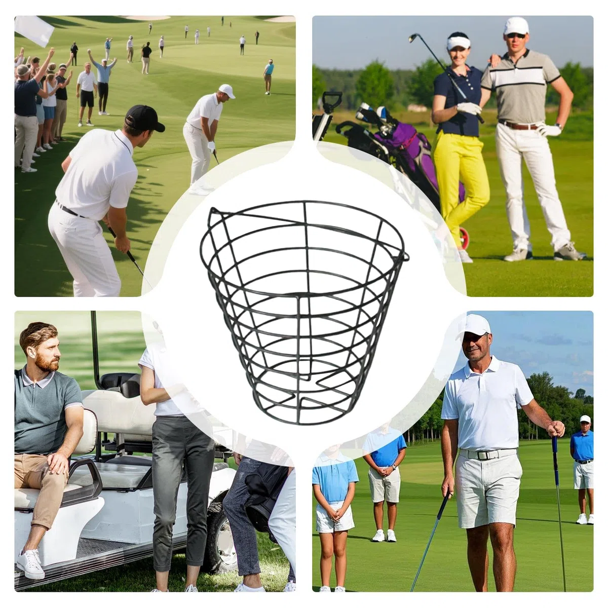 Cesta Para Bolas De Golf - Capacidad Para 100 Bolas | Recipiente De Alambre Con Asa Antioxidante Para Equipo Deportivo En Casa Y Jardín