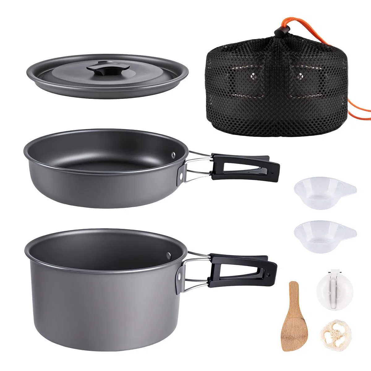 aiGear Kit de Utensilios Cocina Camping | Cocina Portatil con Ollas y Sartén en Aluminio y Bolsa de Almacenamiento | para Picnic Camping Senderismo y Cocina al Aire Libre