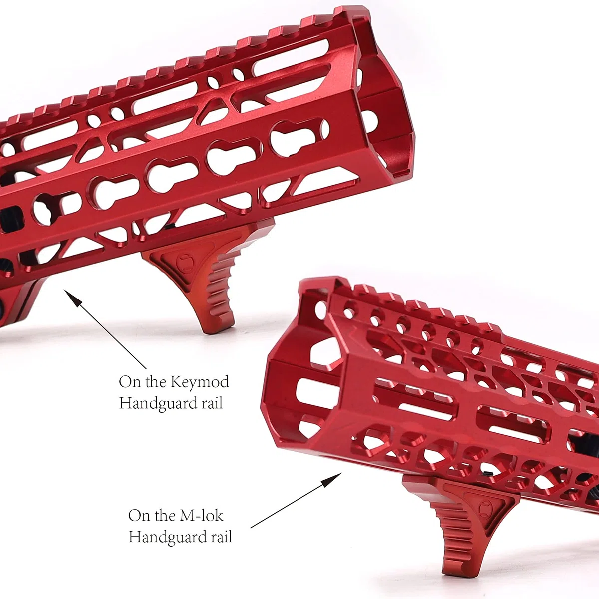 TRIROCK Red Forward Universal Hand Stop for Both KeyMod & M-LOK MLOK Tactical Handguard