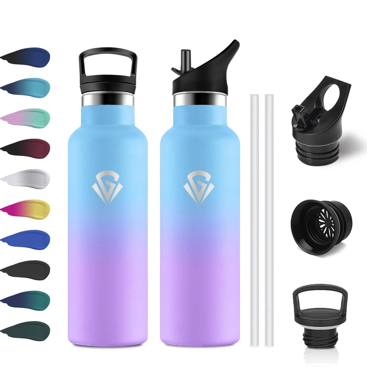 Botella Agua 500ml, Botella Termica Acero Inoxidable, Botella Agua sin BPA, Botella Gym con Doble Pared, Cantimplora Reutilizable para Niños y Adultos, Deporte, Escuela, Oficina, Senderismo y Viajes