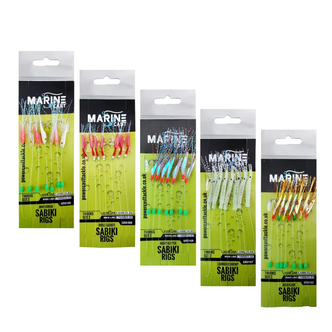 Marine Cast - 7 ganchos para aparejos sabiki/plumas de caballa (paquete de 5/10) (5 mezclados (1 cada uno)