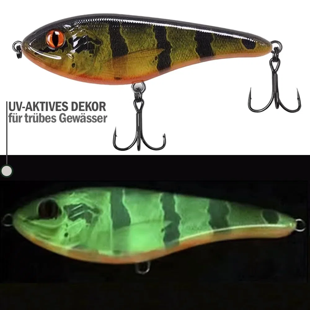Jerkbait Hecht I 15 cm, 80 g Slow Sinking para lucios grandes, Wobbler Jerkbait lucios, señuelos artificiales, señuelos de pesca depredadores, jerkbaits activos UV