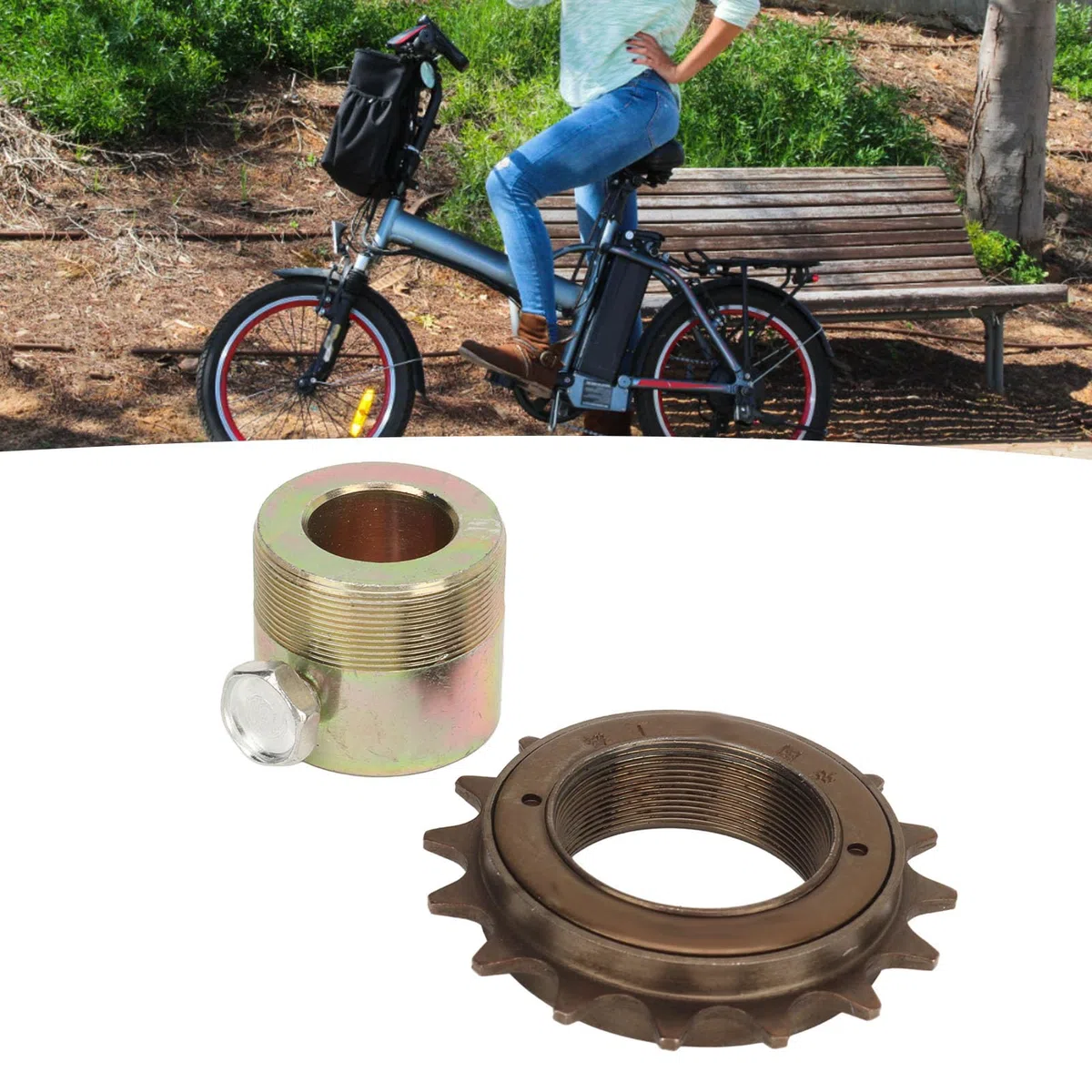 Asixxsix Rueda 16T, Rueda de Hierro para Bicicleta de una Velocidad Kit de Adaptador de Rueda Duradero con Adaptador de 20mm para triciclos eléctricos Motocicletas Karts