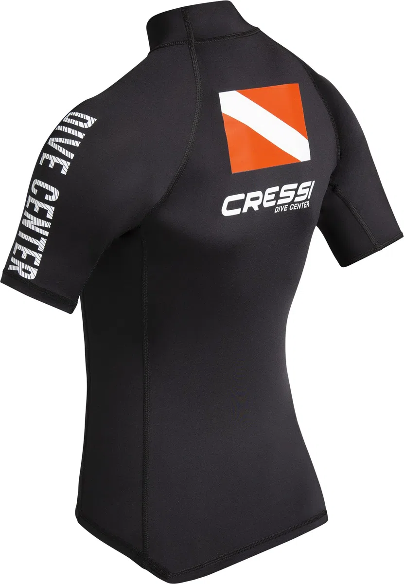 Cressi Rash Guard Lady Black Dive Center Camiseta Manga Corta en Tejido elástico Filtro de protección UV UPF 50+ Mujer (Pack de 1)