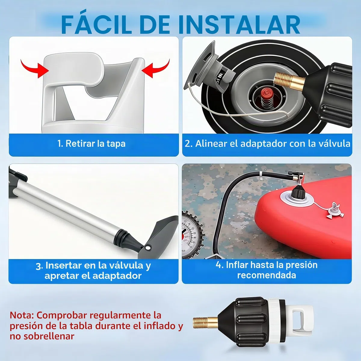 LIOOBO Adaptador de Bomba Sup para Botes inflables Adaptador para compresor estándar Schrader Bomba de Aire Convencional Adaptador de válvula de Aire