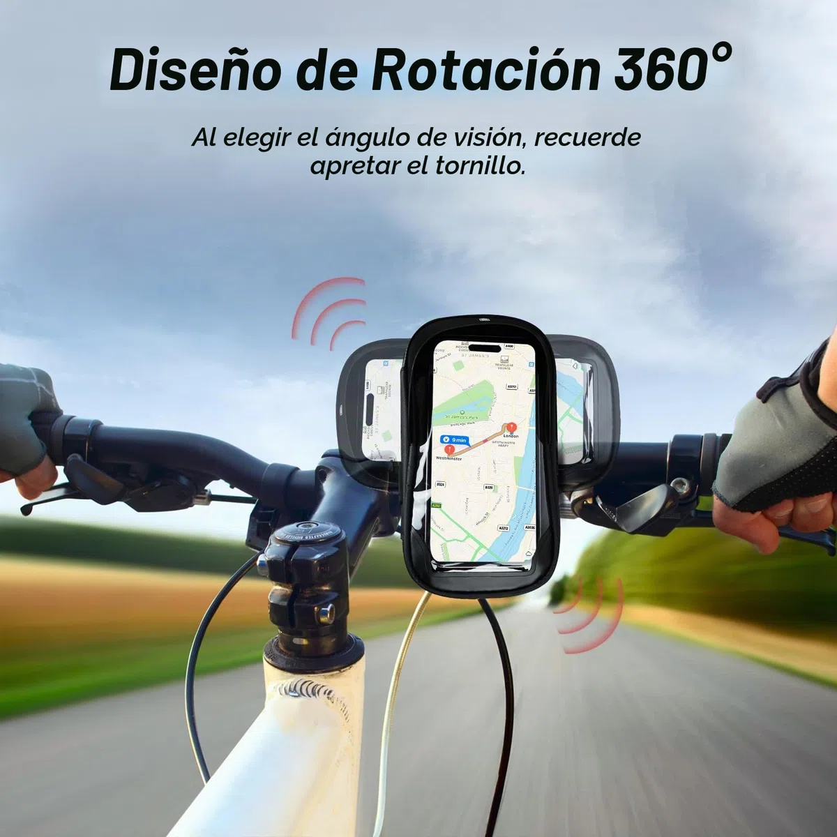 flintronic Bolsa Bici con Soporte para Telefono Móvil, Bolsa Móvil de Bicicleta Impermeable, Soporte Movil Bicicleta, con Ventana para Pantalla Táctil, para iPhone/Samsung/Smartphones de hasta 6,4''