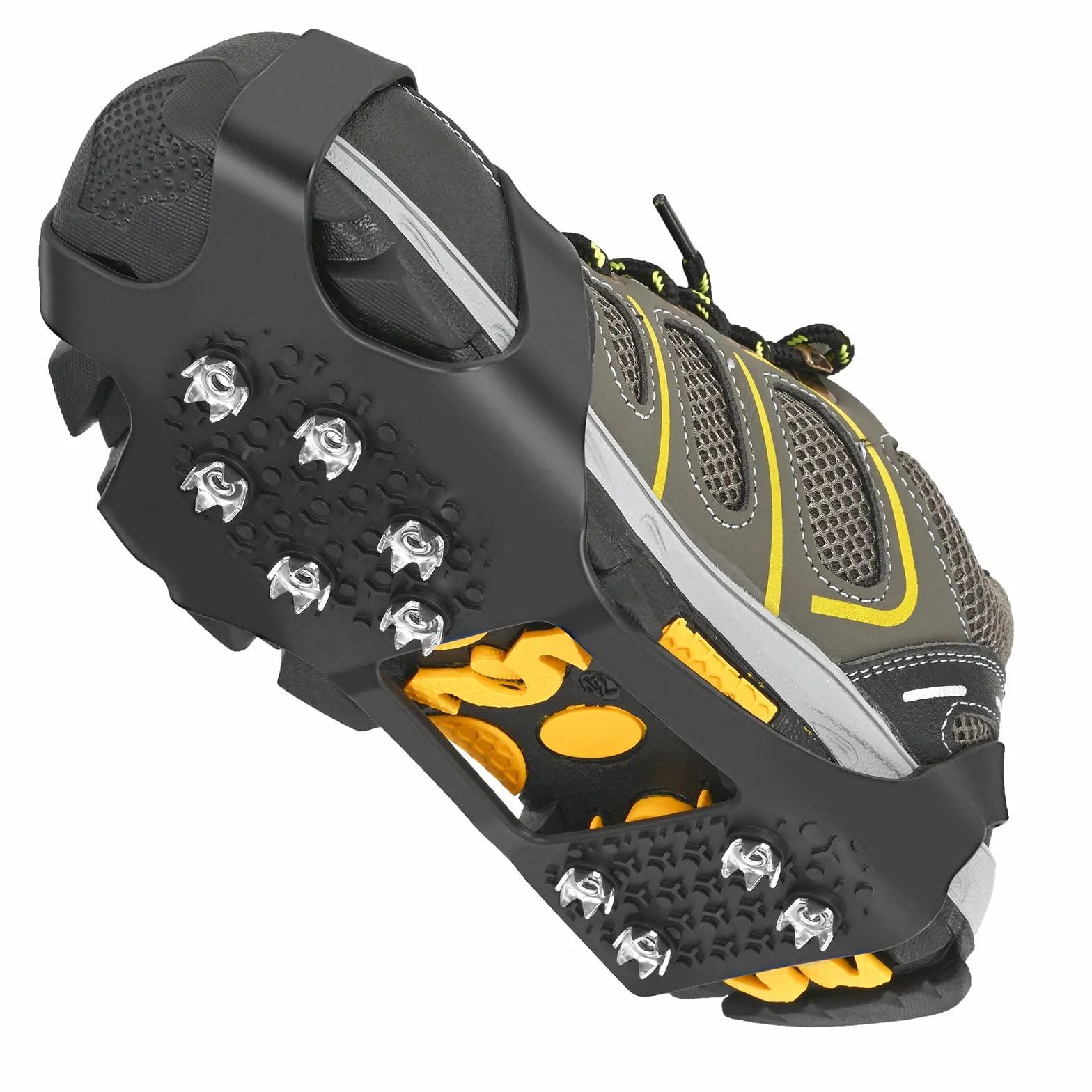 GT10 Crampones de Acero Inoxidable para Excursiones Pesca Escalada Trotar Montañismo Caminata sobre Nieve y Hielo