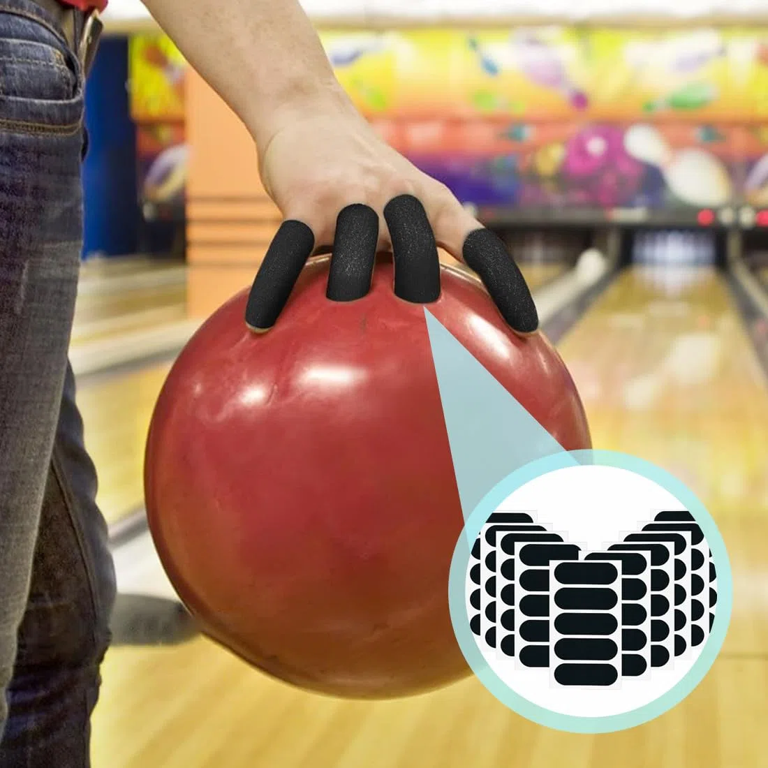 XPEX 50 Piezas Negro Cintas Protectoras Bowling,2.76 * 1 PULGADA Cinta Pulgar Bowling, Bolas Bowling, Tiras Elásticas Pulgar Para Bowlers, Deportes, Hombres,Dama