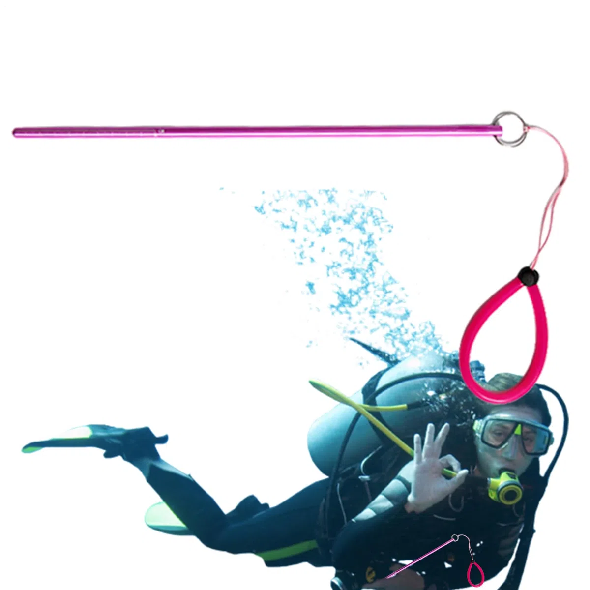 Generador De Ruido para Buceo, De Buceo | Varilla De Buceo con Puntero De Cosquillas De Langosta De Aleación De Aluminio,Generador De Ruido Subacuático Portátil con Correa para La Muñeca para BUC