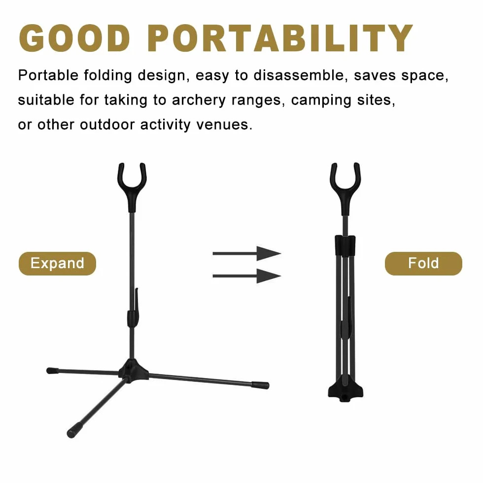 MiOYOOW Soporte de arco con arco, soporte plegable para arco largo recurvo con base antideslizante para caza al aire libre
