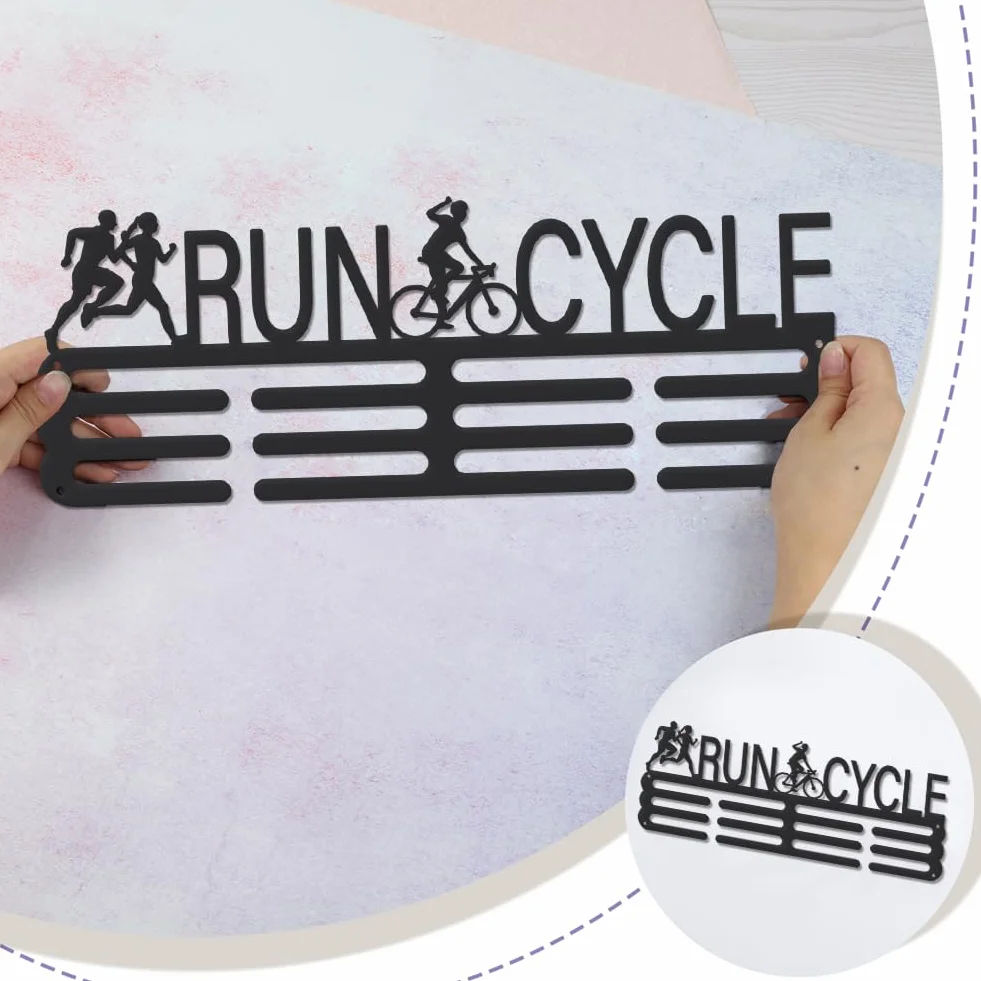 SUPERDANT Duatlón Run Cycle Medal Hanger Correr Ciclismo Estante Premios Ribbon Holder Medal Hook Display Wall Rack Frame Display Rack