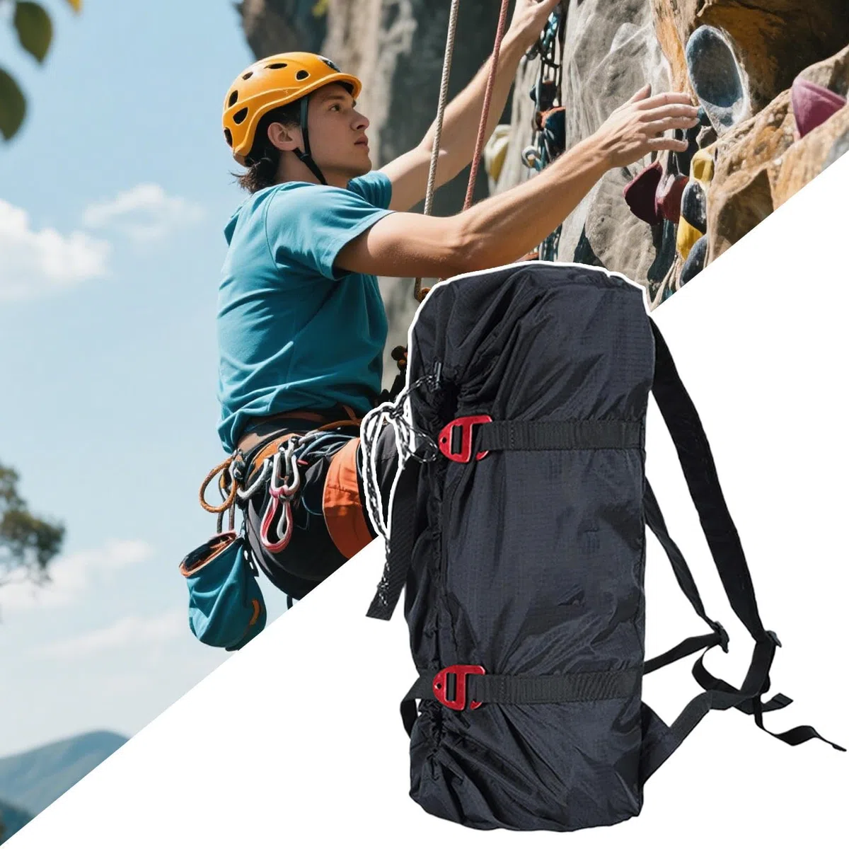 Genérico Bolsa de Escalada | Mochila Organizadora para Cuerdas,Equipo De Montañismo Y Senderismo con Gran Capacidad para Deportes Acuáticos Gimnasio Espeleología Camping Viajes
